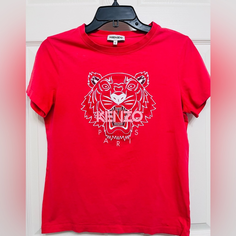 Kenzo Vibrant Red Tiger Graphic Short Sleeve Tee ,Size S